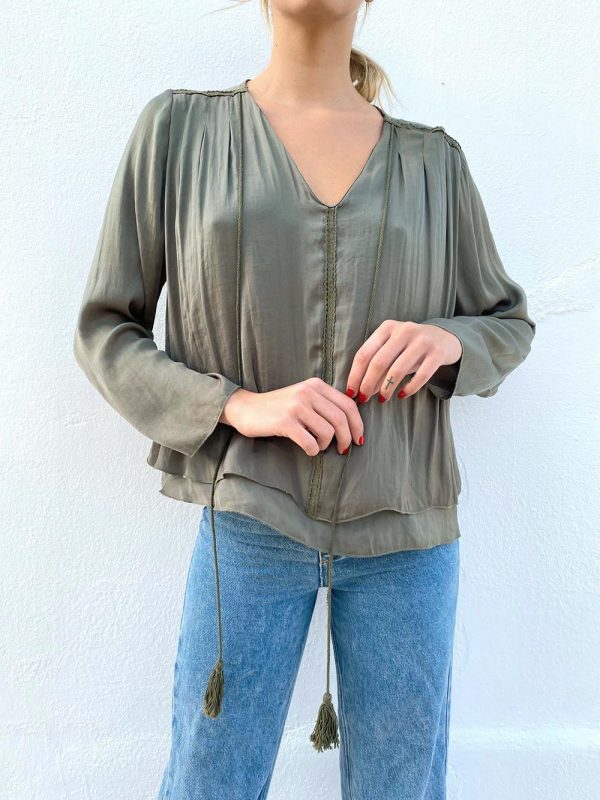 Silk khaki blouse