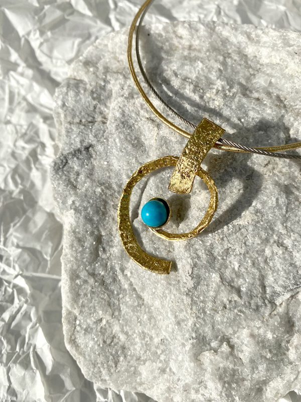 Gold and Silver necklace with blue stone
