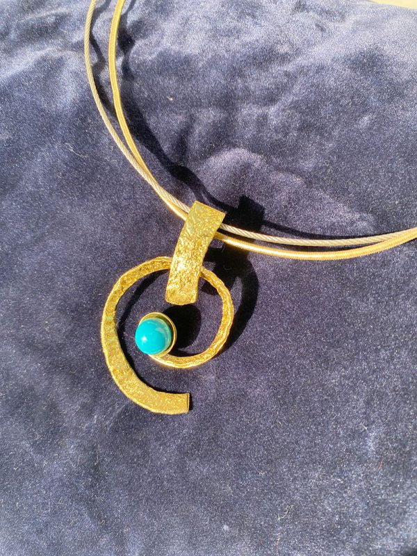 Gold and Silver necklace with blue stone