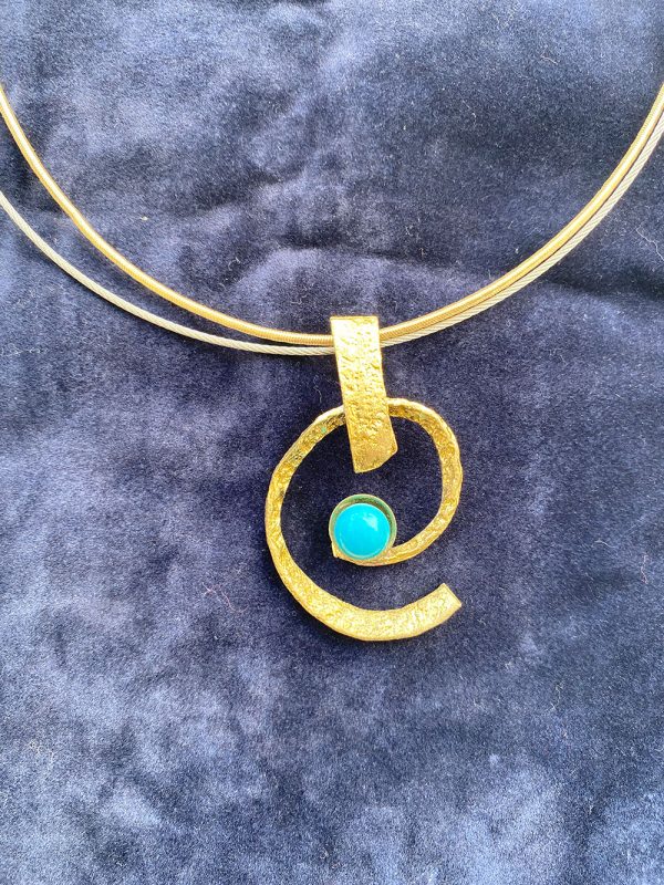 Gold and Silver necklace with blue stone